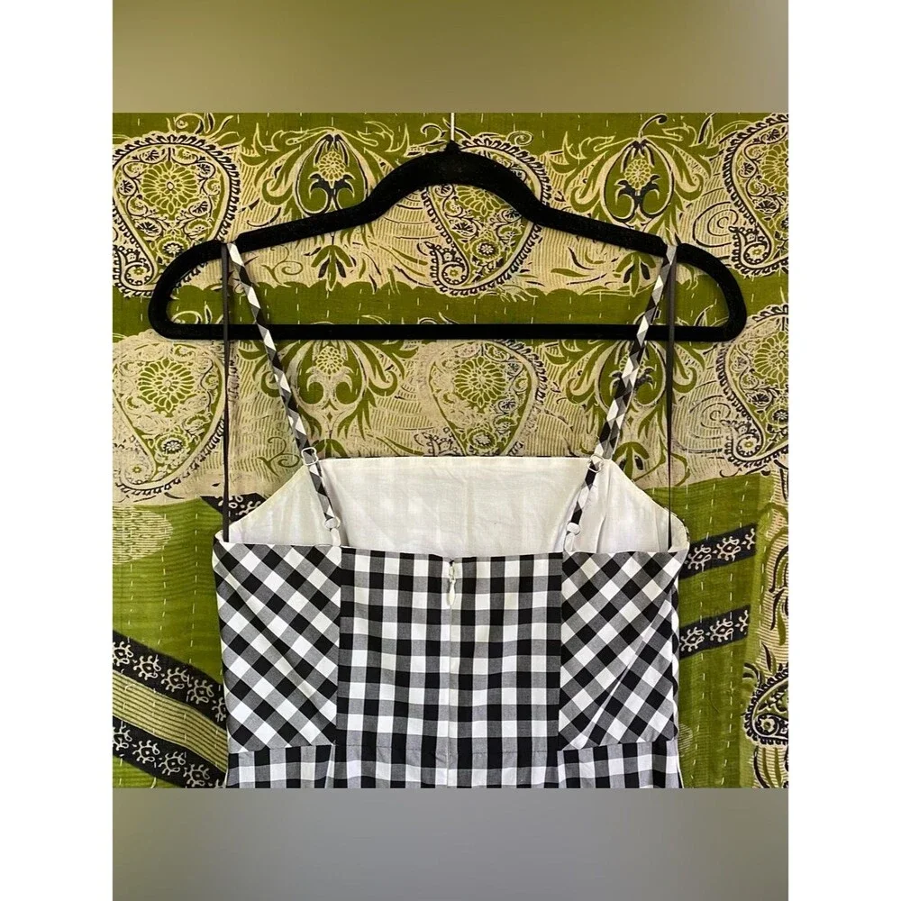 J. Crew Black/ White Gingham Tiered Poplin Coastal Maxi Farmhouse Dress Size 00